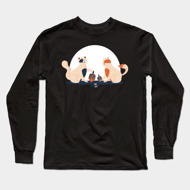 Kittens Playing Dreidel Long Sleeve T-Shirt by Shalini Kaushal